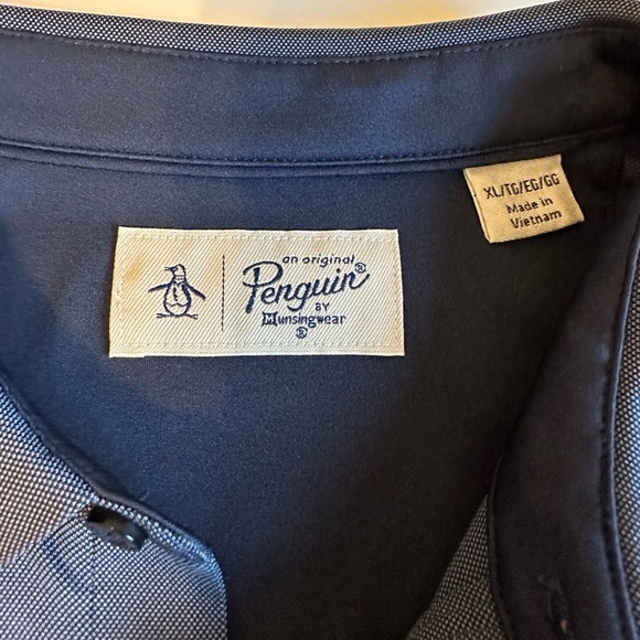 Original Penguin Blue Polo Classic Design Golf Performance Shirt - Picture 3 of 8